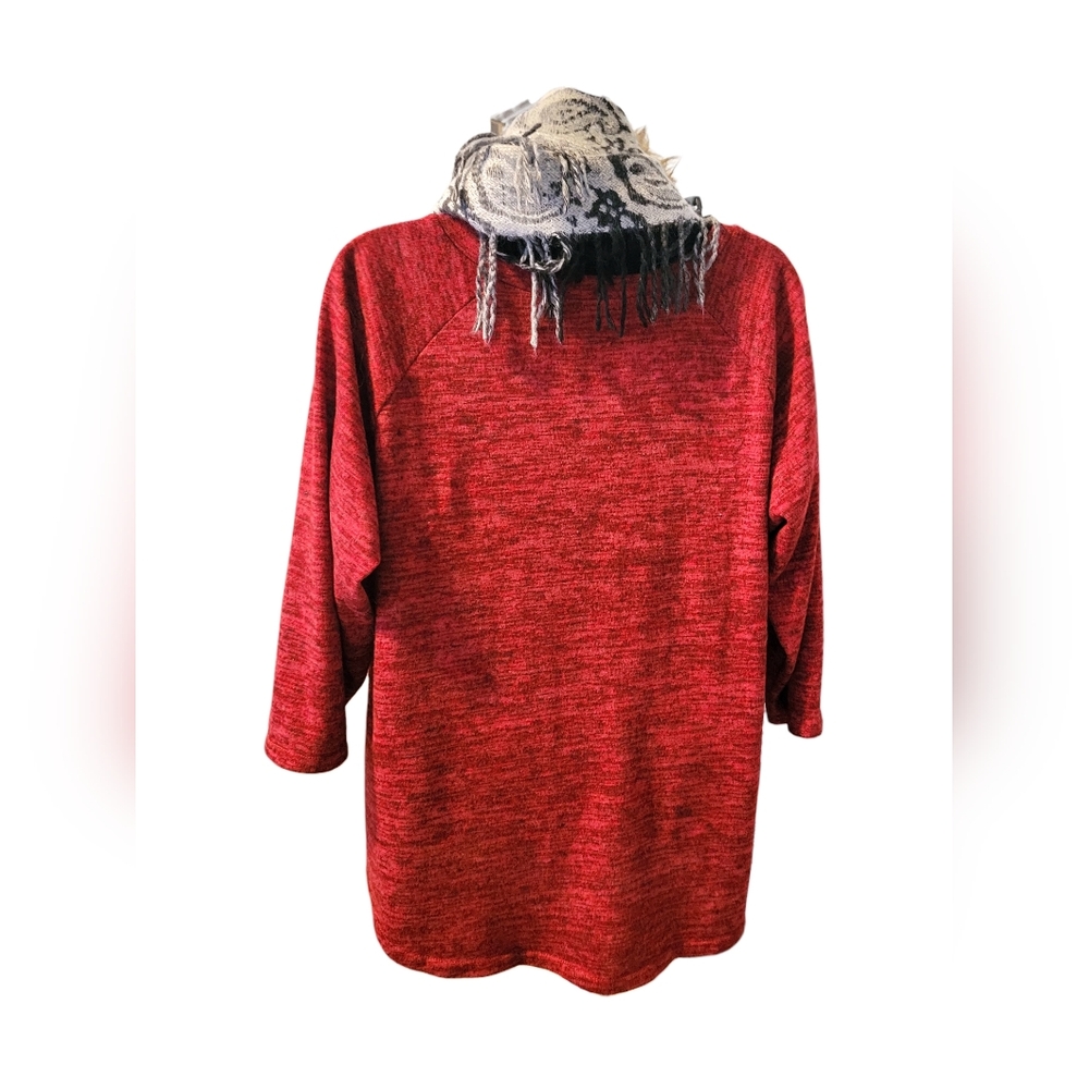 Women's Red Button-Accent Knit Top XL lightweight sweater - Picture 4 of 6